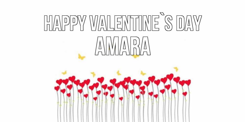 Greetings card с именем, Amara Happy Valentine`s Day шары много на палочках Greetings with text for free download 